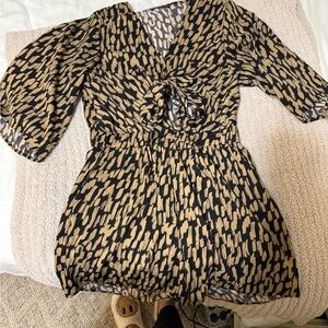 Black and Tan Patterned Romper